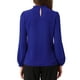 thumbnail image 3 of CAMISA DE CHIFFON INSPIRADA CHIC PARA MUJERES, OFICINA, CUELLO ALTO, MANGA LARGA, BLUSA S AZUL REAL, 3 of 5