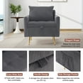 thumbnail image 3 of Furniliving Modern Single Sofa, Upholstered Accent Chair with Storage, Single Seater, Couch for Living Room Bedroom, Dark Gray, 3 of 10