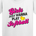 thumbnail image 4 of Inktastic Girls Just Wanna Play Softball Youth T-Shirt, 4 of 5
