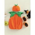 thumbnail image 4 of Franhais Baby Boy's Girl's Romper Set, Round Neck  Pumpkin Shaped Romper + Hat + A Pair of Shoes, 4 of 8