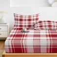 thumbnail image 6 of Twin XL Size Fitted Sheet Set - Red Checkered 2 Piece Bedding Sets 16" Deep Pocket Fitted Sheet with 1 Pillowcases, Red White Plaid Farmhouse Brushed Microfiber Hotel Luxury Bed Sheets, 6 of 9