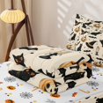 thumbnail image 5 of Feelyou Cartoon Witch Cat Zipper Queen Comforter Set with Fitted Sheet and 2 Pillowcases, Spooky Pumpkin Zipper Bedding Set, Cream, Halloween Reversible, 4pcs, 5 of 7