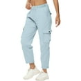 thumbnail image 2 of BODOAO Cargo Pants for Women High Waisted Casual Pants Work Pants Baggy Wide Leg Y2K Streetwear with Pockets Fashionable and Workout Pants with Pants with Zipper Suitable for Jogging and Light Blue L, 2 of 9