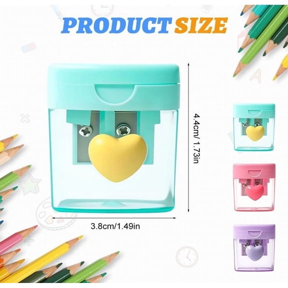 Double Hole Manual Pencil Sharpener | Carbon Steel Blade | Oval Portable Design with Shavings Container & Cover | Fits Standard & Jumbo Pencils | Leak-Proof, Easy Grip | Office Home Artist Supplies