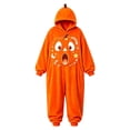 thumbnail image 3 of JAJAHO Boys Girls Pumpkin Face Jumpsuit Soft Flannel Pajama Halloween Long Sleeve Loose Hooded Onesie For Kids 4-14Y, 3 of 5