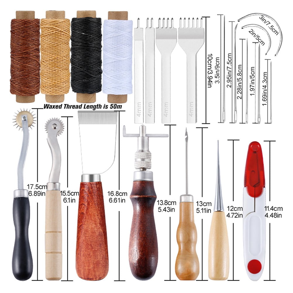 Leather Craft Tool Kit Leather Hand Sewing Repair Kit Stitching Punch Carving Work Groover Set DIY Tool Set Professional