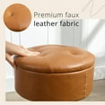 thumbnail image 5 of 360°Swivel Vanity Stool Chair for Makeup Room, Height Adjustable Stool for Vanity with Storage, Small Whiskey Brown Faux Leather for Bathroom, Living Room, 5 of 17