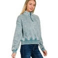 thumbnail image 2 of Zenana Acid Wash Fleece Half Zip Sweatshirt, 2 of 3