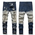 thumbnail image 2 of HUANBAI Jeans Décontractés pour Garçons, Mode de Rue, Pantalons Longs Confortables en Denim Extensible pour Enfants, Printemps Automne, 15-16 Ans, 2 of 6