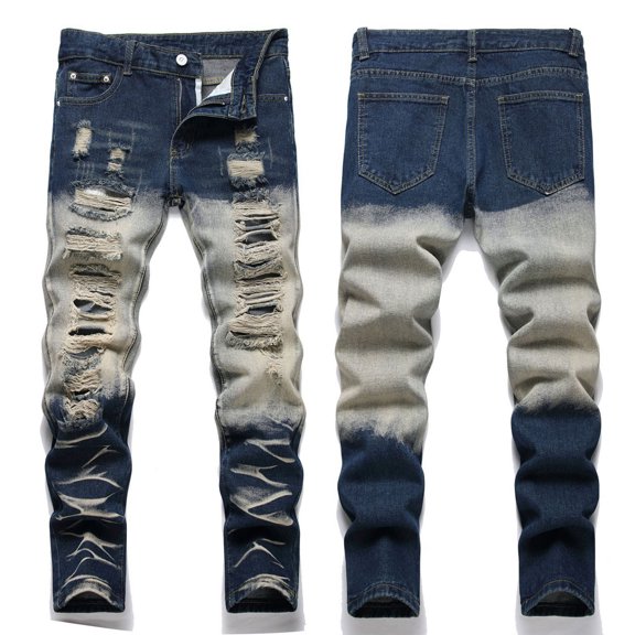 HAYIMI Toddler Pants Boys Distressed Jeans High Street Fashion Casual Long Pants Kids Comfortable Stretch Denim Trousers Spring Autumn Breathable Solid Color Daily Slacks