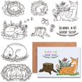 thumbnail image 1 of Sellos de goma transparentes con animales, plantas, palabras, vintage, conejo durmiendo, oso, Merlion, ardilla, zorro, raíz de avellano, matasellos de silicona., 1 of 9