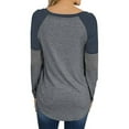 thumbnail image 2 of Mafulus Womens Long Sleeve T-Shirts Color Block Striped Causal Round Neck Tunic Tops Blouse, 2 of 3