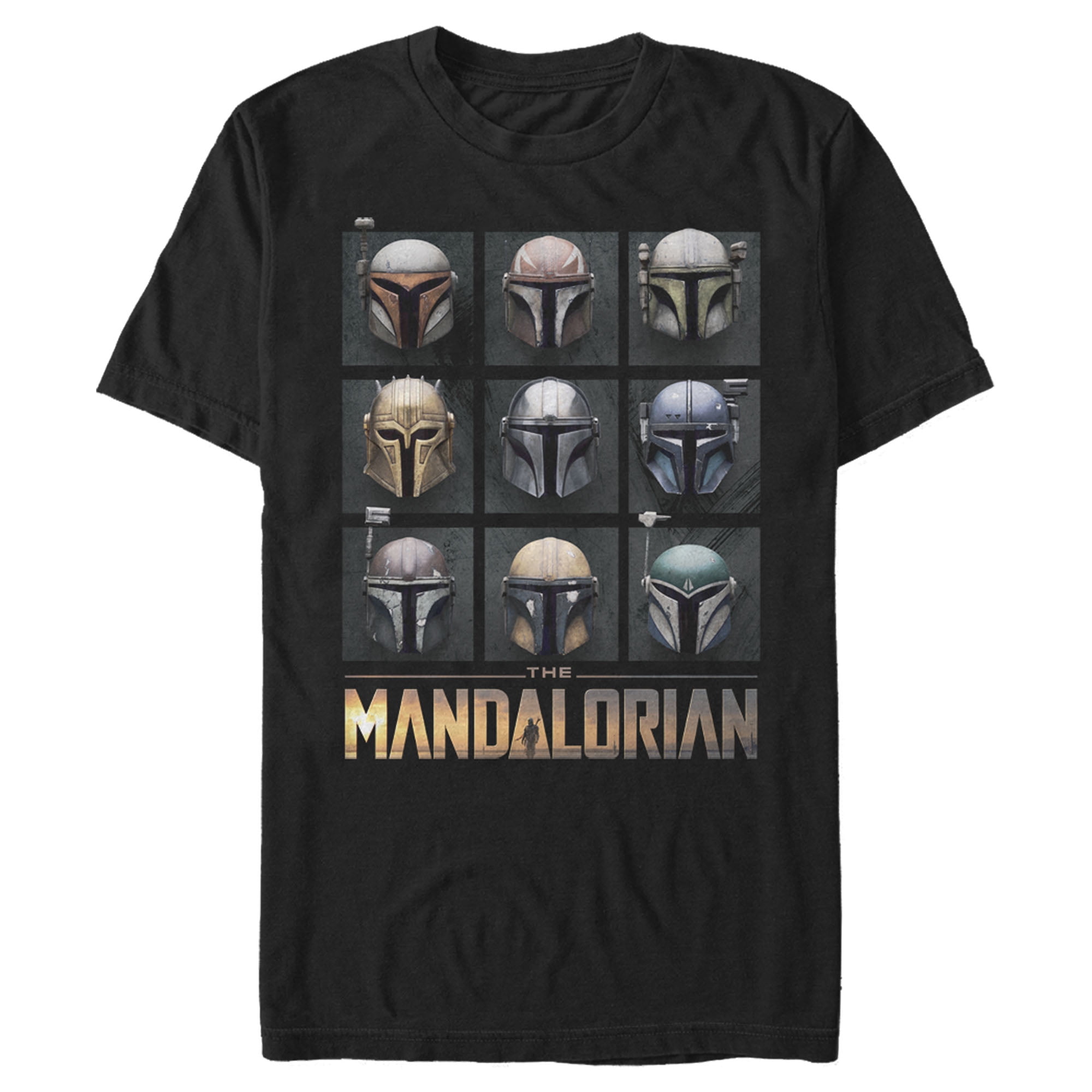 Men's Star Wars The Mandalorian Helmet Grid Graphic Tee Black Small