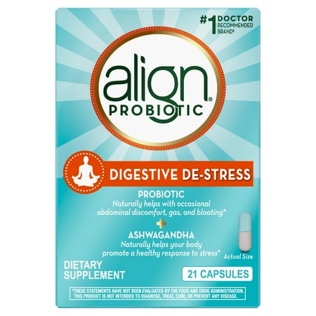 Align Probiotic Capsules, Digestive De-stress & Ashwagandha, Dietary Supplement, Unisex, 21 Capsules