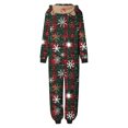 thumbnail image 6 of Odeerbi Christmas Onesie Pajamas for Family Holiday Sleep Jumpsuit Long Sleeve Family Christmas Pajamas Matching Sets Mom Fashion Lattice Print Plush Jumpsuit Sleepwear PJs Set Green, 6 of 7