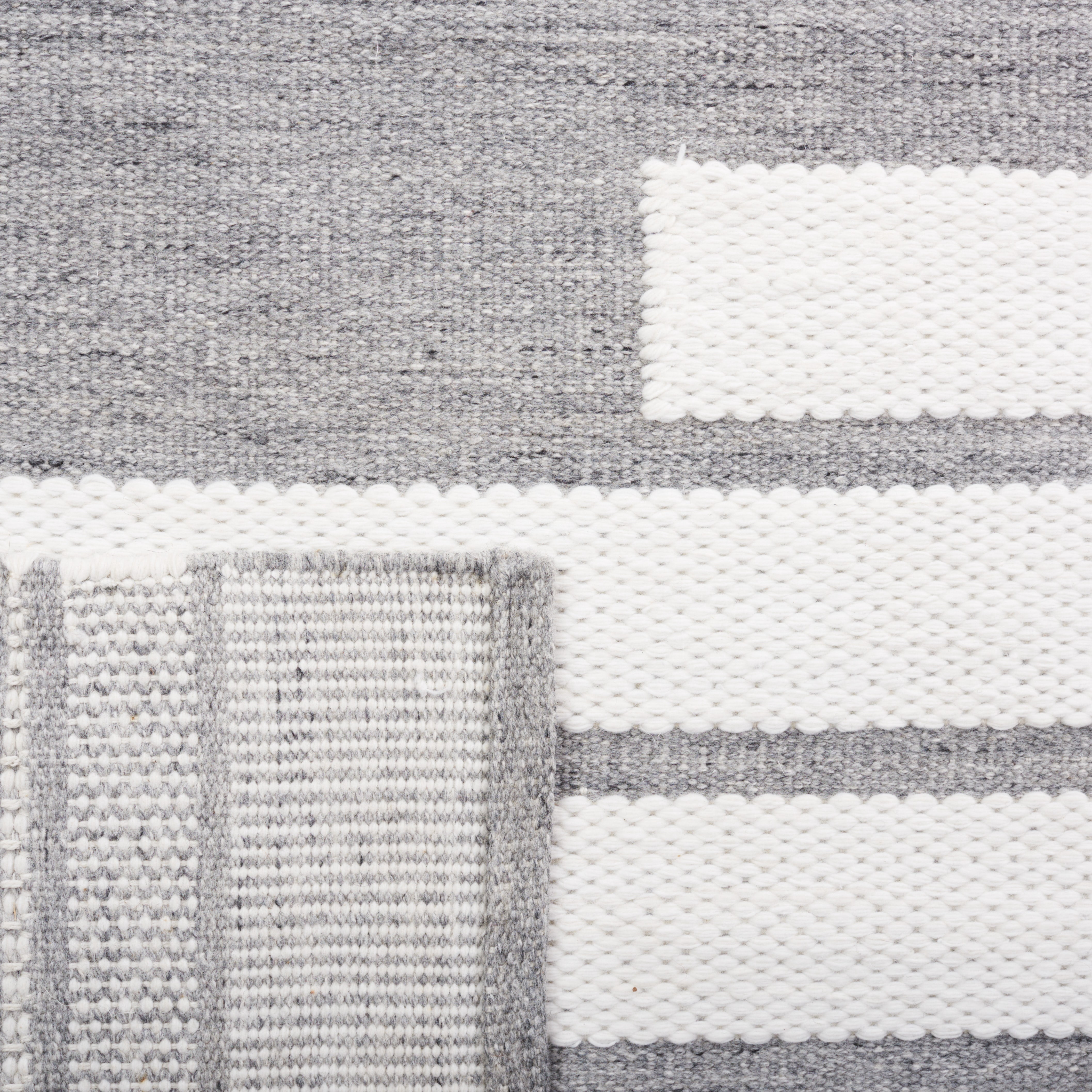 Safavieh Kilim Adam Striped Polyester Area Rug, Ivory/Gray, 6' x 6' Square