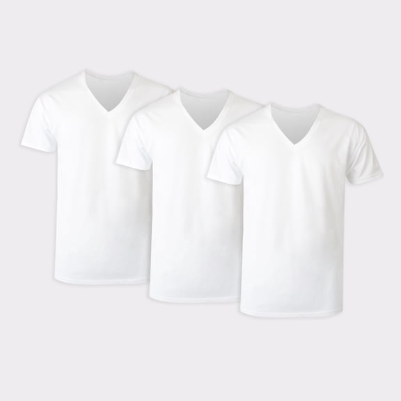 Hanes Tall Man T-Shirt Undershirt, 3-Pack, Cotton V-Neck Undershirts, White (Big & Tall Sizes)
