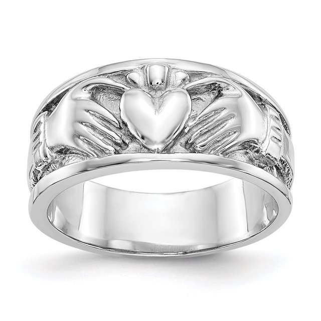 14k White Gold Claddagh Ring Celtic