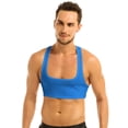 thumbnail image 2 of Fldy Men's Sleeveless Y Back Muscle Half Tank Top Vest Tee T-shirts Clubwear Stage Costume Crop Tops Blue XL, 2 of 7