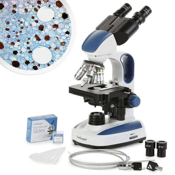 AmScope - 40X-2500X Advanced Student and Professional Compound Microscope w/Ergonomic Design - B270C-KT