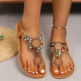 thumbnail image 5 of HomeDM Women's Flat Thong Sandals Open Toe Elastic Ankle Strap Flip Flops Summer Beach Vacation Slides Sandals, Brown Size 6, 5 of 6