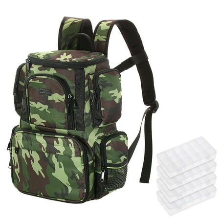 Lixada Fishing Tackle Bag Backpack Fishing Lures Bait Box Storage Bag with 4 Fishing Tackle