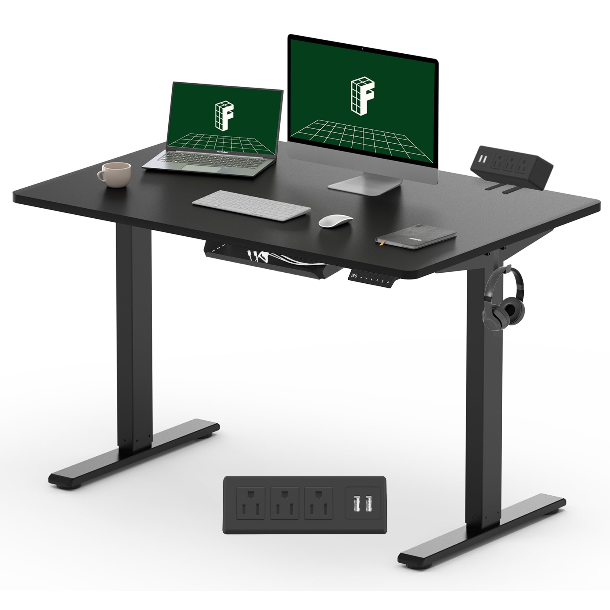FLEXISPOT 48"x30" Black Home Office Height Adjustable Standing Desk Whole-piece Desktop Computer Desk