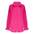 thumbnail image 4 of ibiyuan Women'S 2 Piece Outfits Women's Casual Spring Fashion Set Long Sleeve Shirt and High Waist Drawstring Shorts Solid Two Piece Outfit, 4 of 5
