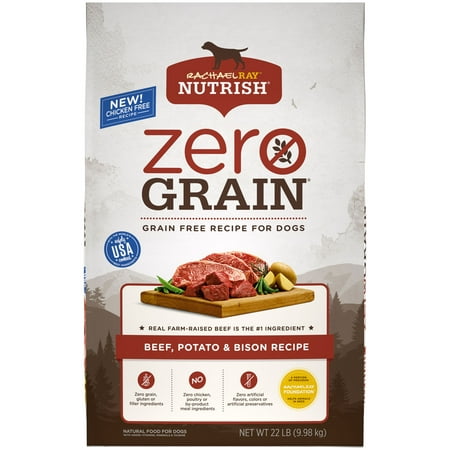 Rachael Ray Nutrish Zero Grain Natural Dry Dog Food, Beef, Potato & Bison Grain Free Recipe, 22