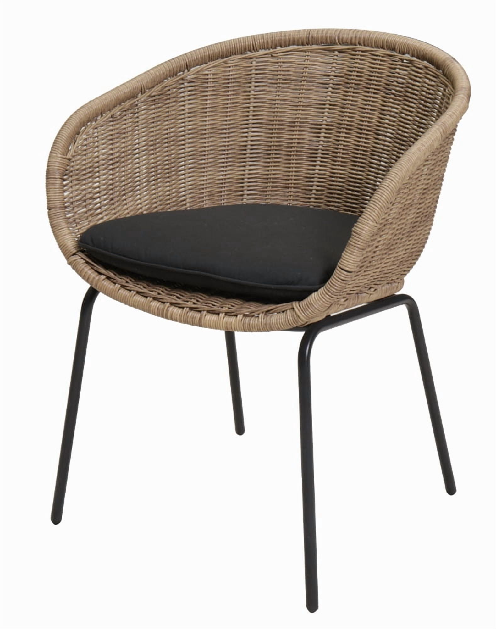Outdoor Wicker Dining Chair, 2 Pack Weather Resistant Cushioned Chair for Patio Garden, Yellow