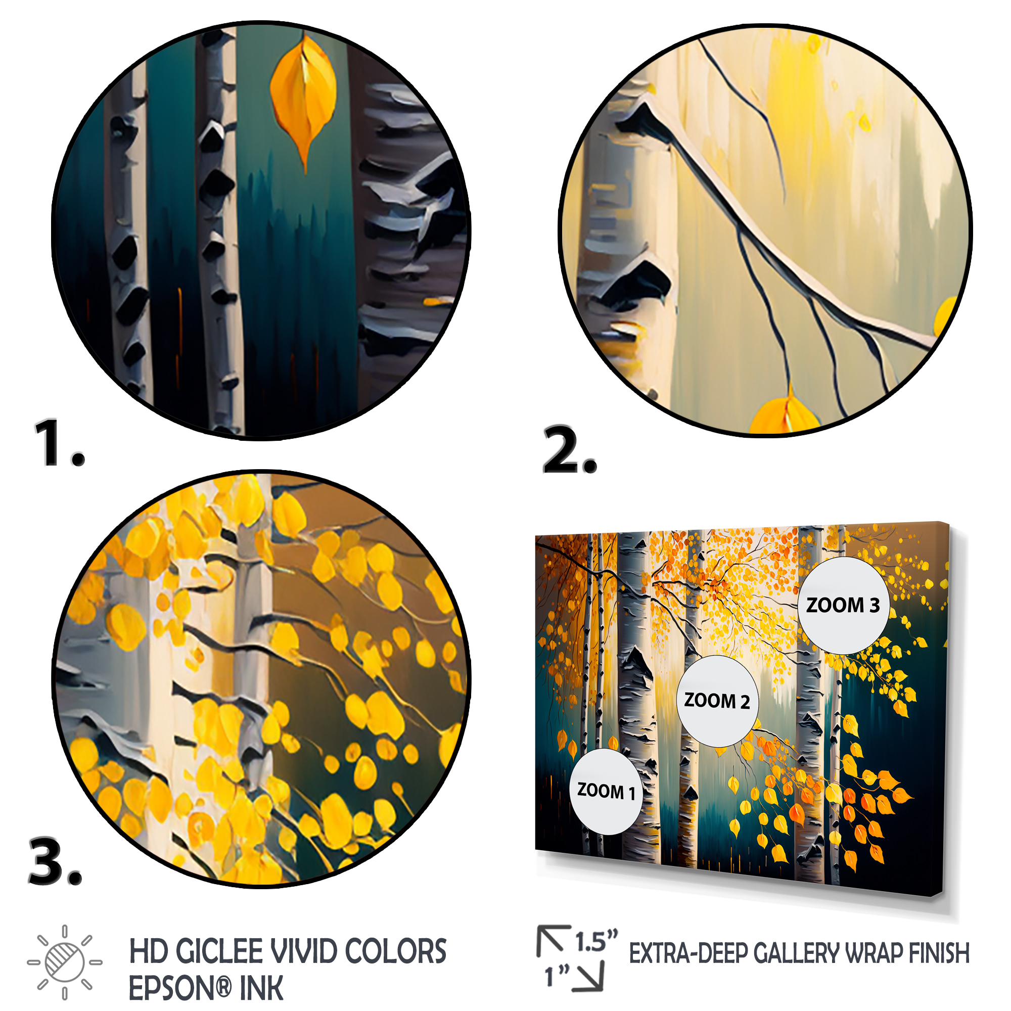 Designart Into A Golden Birch Forest V Canvas Wall Art