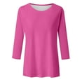 thumbnail image 4 of DHFJKG 3/4 Sleeve T Shirt Women Casual Crewneck Solid Color Spring Summer Top Soft Comfort Stretch Fit Daily Wear Basic Tee, 4 of 5