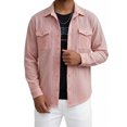 thumbnail image 4 of Stamzod Men's Button Down Shirt Jacket Casual Long Sleeve Shacket Spring Summer Textured Shirts with Pockets Pink C M, 4 of 8