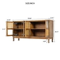 thumbnail image 3 of 59'' Retro 4-Door Sideboard with Rattan Doors and Transparent Glass, Buffet Cabinet for Entryway Dining Room Kitchen Living Room, Brown, 3 of 9
