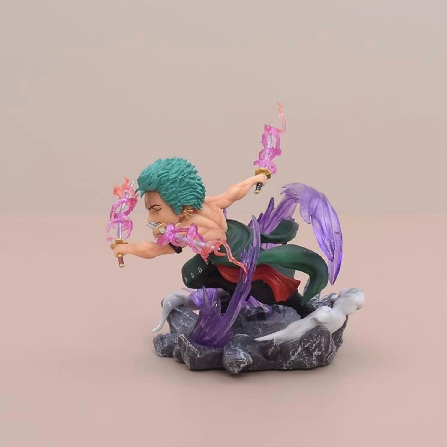 Newly Mini Figures, Luffy Zoro Doflamingo Mihawk Boa Hancock Sabo Statue Figure 12CM/4.7INCH Action Figures Cartoon Toys Anime Collection Decoration (Zoro 3)