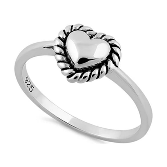 925 Sterling Silver Oxidized Platinum Plated Heart Swirl Women Valentines Day Gifts Ring