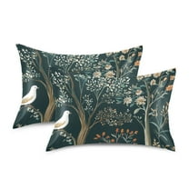 Yayeee Pillowcase Standard Size Set of 2 Satin Wrinkle Resistant Envelope Pillow Case, Floral Forest Scene