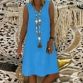 thumbnail image 3 of Wedding Guest Dresses For Women, Linen Casual Vintage V Neck Sleeveless Loose Midi Dress Elegant Tank Beach Dress Women 2025 Off Shoulder Dresses Vacation Women'S Denim Dresses (S, Blue) ZMTing, 3 of 4