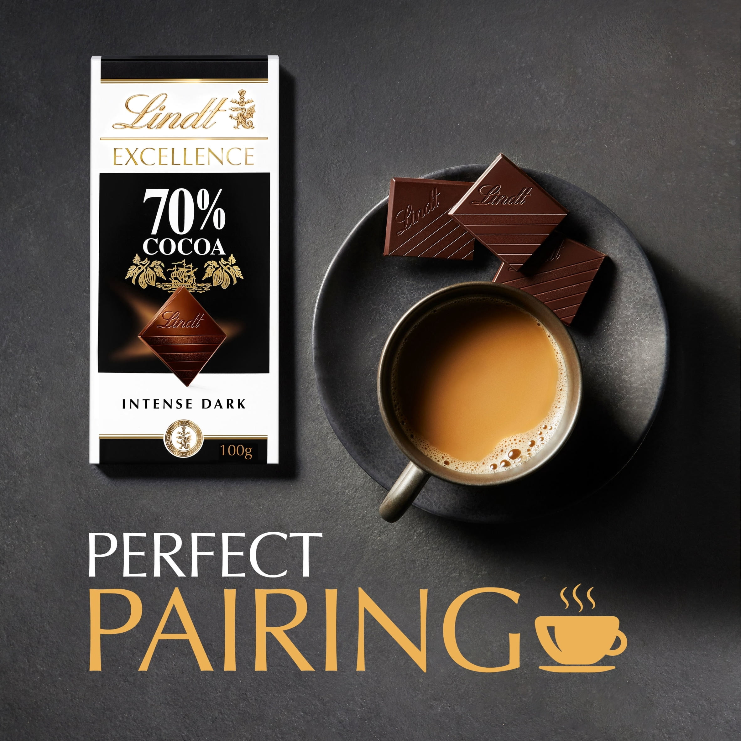 Lindt Excellence Dark Chocolate Bar - 70% Cocoa 100g, Imported from Britain
