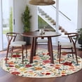 thumbnail image 5 of Watercolor Flowers Round Rug 5ft Washable Circle Kitchen Rugs Non Slip Rustic Spring Floral Botanical Beige Large Area Rug Indoor Floor Carpet for Bedroom Living Room Home Office Dining Room Nursery, 5 of 8