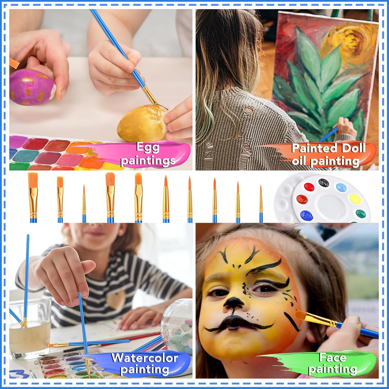 Paint Brushes Palette Set,24 Pack/240Pcs Acrylic Paint Brushes and 24 Palettes, Professional Artist Brushes, Finger and Face Painting Oil Painting Watercolor Kid's and Adult Painting Art Set.