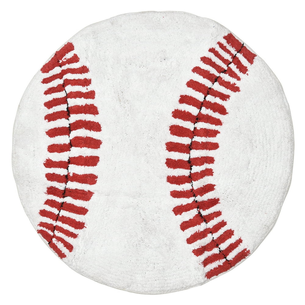 Pickle & Dot Baseball Rug Area Rug for Kids Bedroom and Bath Mat for