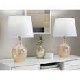 thumbnail image 5 of 20.5" Champagne Glass Table Lamp w/ Patterned Base & Off-White Linen Shades (Set of 2), 5 of 5