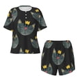 thumbnail image 4 of Naloa Faces Of The Cat Women's Short-Sleeved Pajama Set, Loungewear, Summer pajamas, Breathable Cozy - Medium, 4 of 9