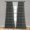 thumbnail image 5 of Ambesonne Ethnic Curtains, Knitted Jacquard, Pair of 28"x63", Brown and Dark Blue, 5 of 5