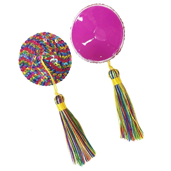 Yammee Women Nipple Cover Colorful Sequins Pasties Reusable Tassels Chest Stickers Pad