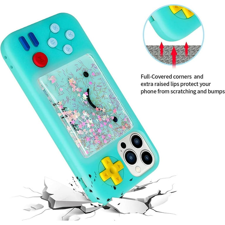 Game Console Phone Case for iPhone 13,Bling Liquid Quicksand Retro
