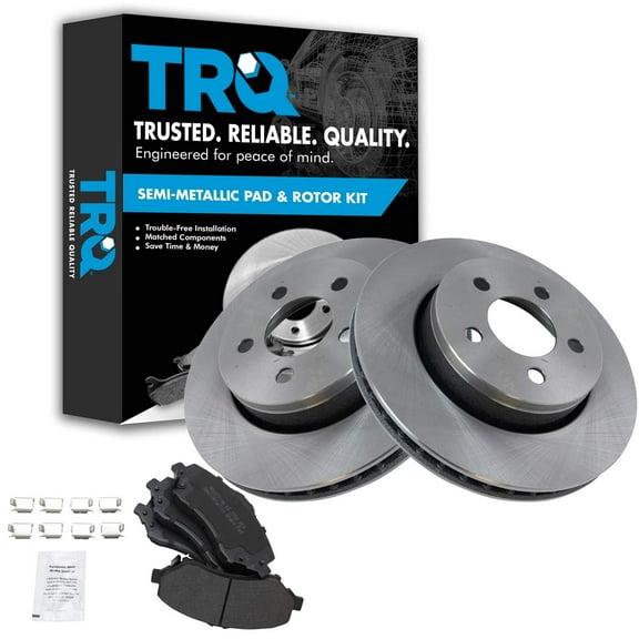 TRQ Front Brake Pad & Rotor Kit Brake Pads Brake Rotor Semi-Metallic Fits Select 2007-2011 Dodge Nitro 2008-2012 Jeep Liberty