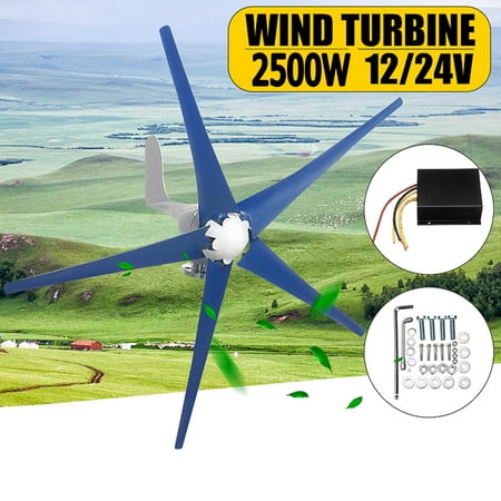 FIVE BLADES PERMANENT MAGNET AC SYNCHRONOUS WIND GENERATOR MAX 3000W 12/24V WIND GENERATOR TURBINE + CHARGE