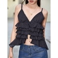 thumbnail image 3 of Biezeib Women V-Neck Camisoles Dot Print Multi-Layered Ruffle Spaghetti Strap Sleeveless Tank Tops Summer Vests, 3 of 6